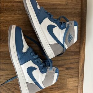 Blue and White High-Top Sneakers